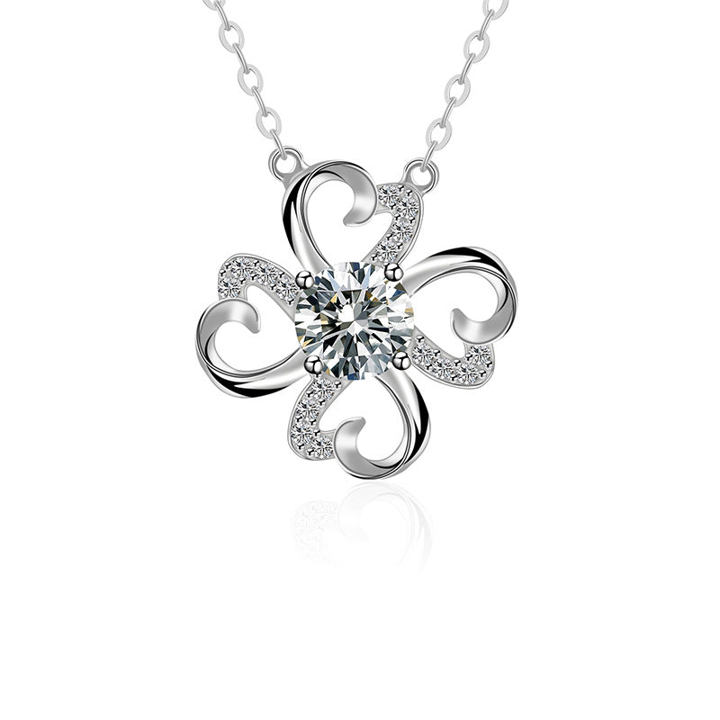 50ct Moissanite Four-Leaf Clover Necklace | S925 Sterling Silver - Symbol of Luck & Eternal Sparkle Aruary Studio ｜ Artisanal Jewelry
