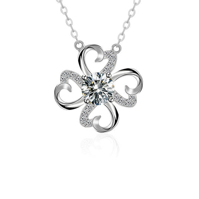 50ct Moissanite Four-Leaf Clover Necklace | S925 Sterling Silver - Symbol of Luck & Eternal Sparkle Aruary Studio ｜ Artisanal Jewelry