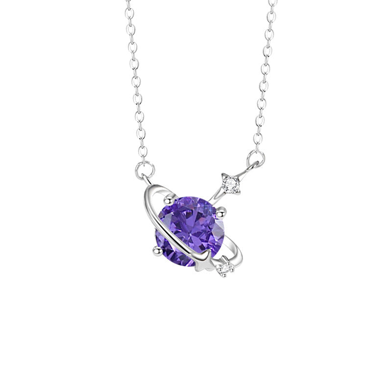 Zodiac Birthstone Clavicle Necklace | 925 Sterling Silver with 5A Zircon - Personalized Celestial Charm Aruary Studio ｜ Artisanal Jewelry