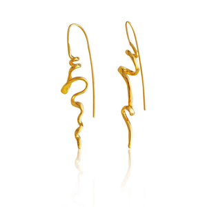 18K Gold Plated Irregular Wave Threader Drop Earrings Aruary Studio ｜ Artisanal Jewelry