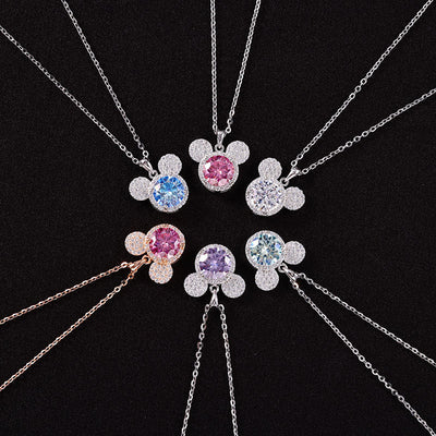 1 Carat Moissanite Mickey Head Clavicle Necklace | S925 Sterling Silver - Playful Luxury with Timeless Sparkle Aruary Studio ｜ Artisanal Jewelry