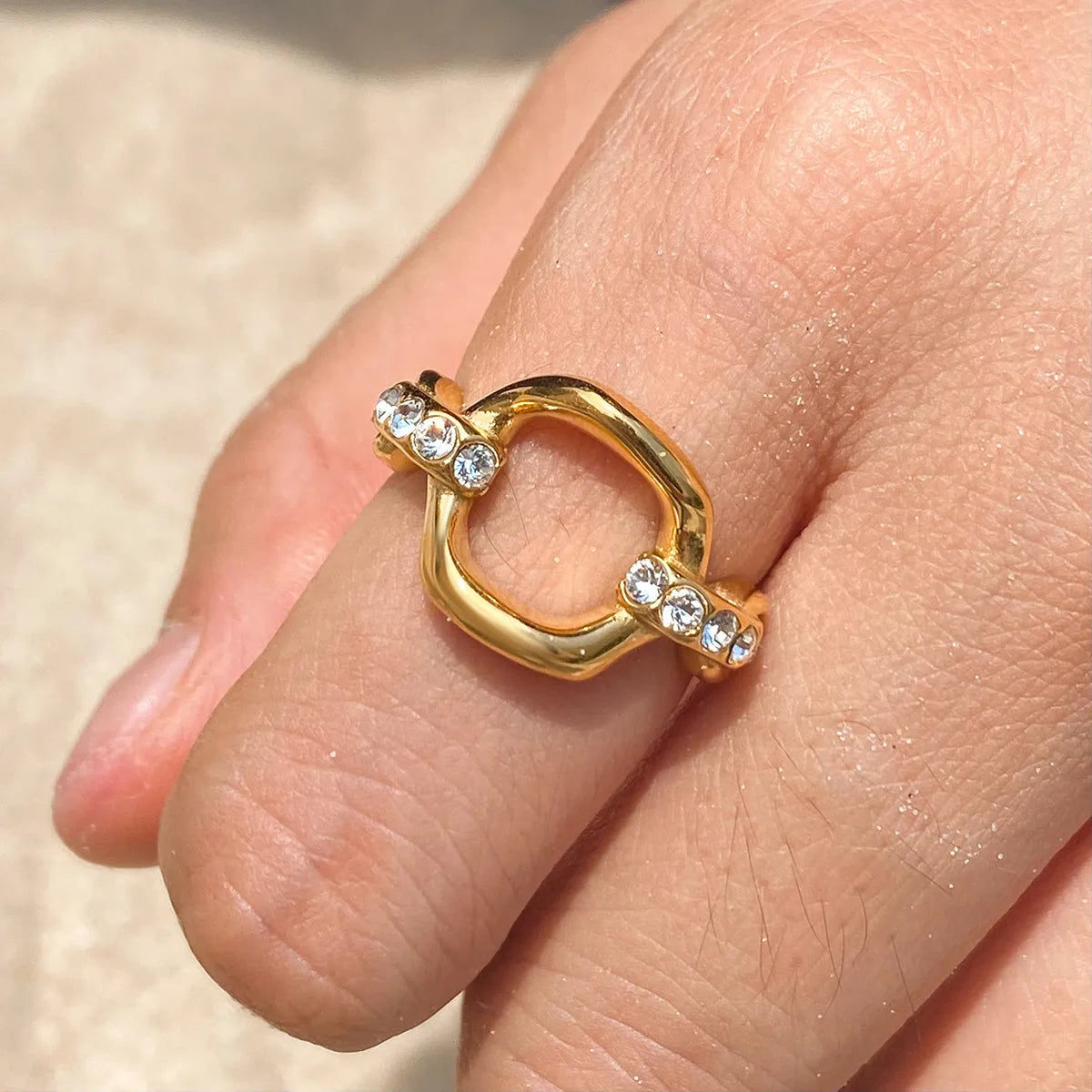 Sparkling Crystal Ring for Women | 18K Gold Plated Titanium Steel | Never Fades, Hypoallergenic | Chic Everyday Jewelry Aruary Studio ｜ Artisanal Jewelry