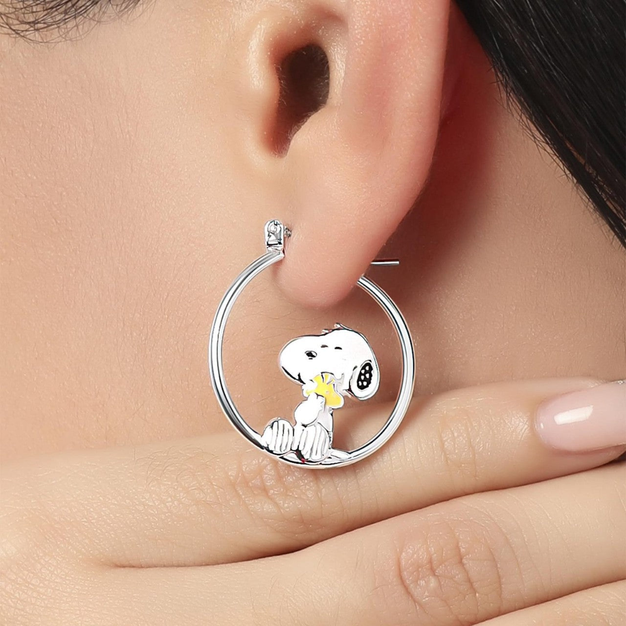 Titanium Steel Snoopy Hoop Earrings / Necklace Aruary Studio ｜ Artisanal Jewelry