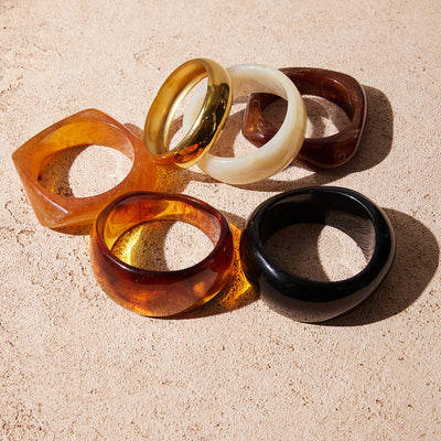 Maillard Irregular Wide-Surface Resin Bracelet Aruary Studio ｜ Artisanal Jewelry