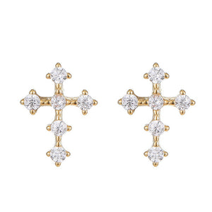 Mini Cross Zircon Stud Earrings | S925 Sterling Silver - Dainty Faith & Sparkle Statement Aruary Studio ｜ Artisanal Jewelry