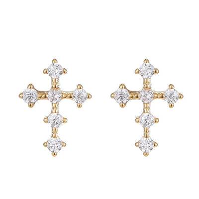 Mini Cross Zircon Stud Earrings | S925 Sterling Silver - Dainty Faith & Sparkle Statement Aruary Studio ｜ Artisanal Jewelry