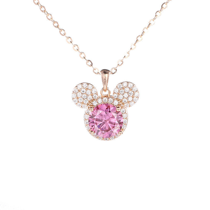1 Carat Moissanite Mickey Head Clavicle Necklace | S925 Sterling Silver - Playful Luxury with Timeless Sparkle Aruary Studio ｜ Artisanal Jewelry