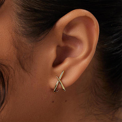 18K Gold Plated Intertwined Heart Stud Earrings - Titanium Steel Hypoallergenic Romantic Gift for Her Aruary Studio ｜ Artisanal Jewelry