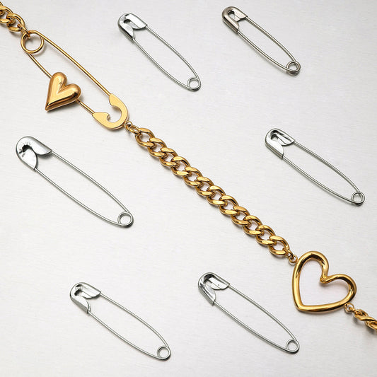 Gold Paperclip-Shaped Heart Necklace