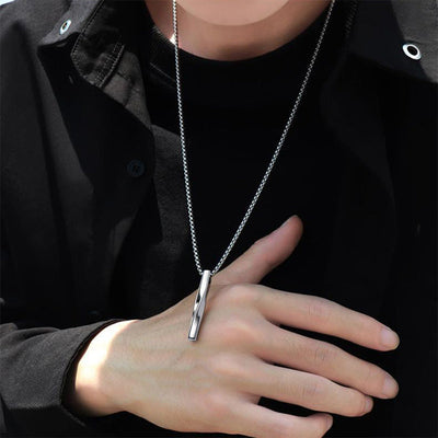 Rectangular Spiral Cube Pendant Necklace | Alloy - Hip Hop Streetwear Statement for Men Aruary Studio ｜ Artisanal Jewelry