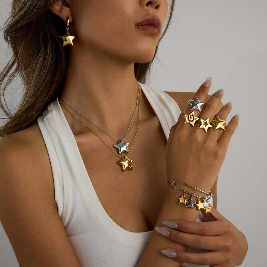 Aruary Studio ｜ Artisanal Jewelry Celestial Star Jewelry Set | Stainless Steel & Titanium Steel | Tarnish-Resistant Hypoallergenic Collection