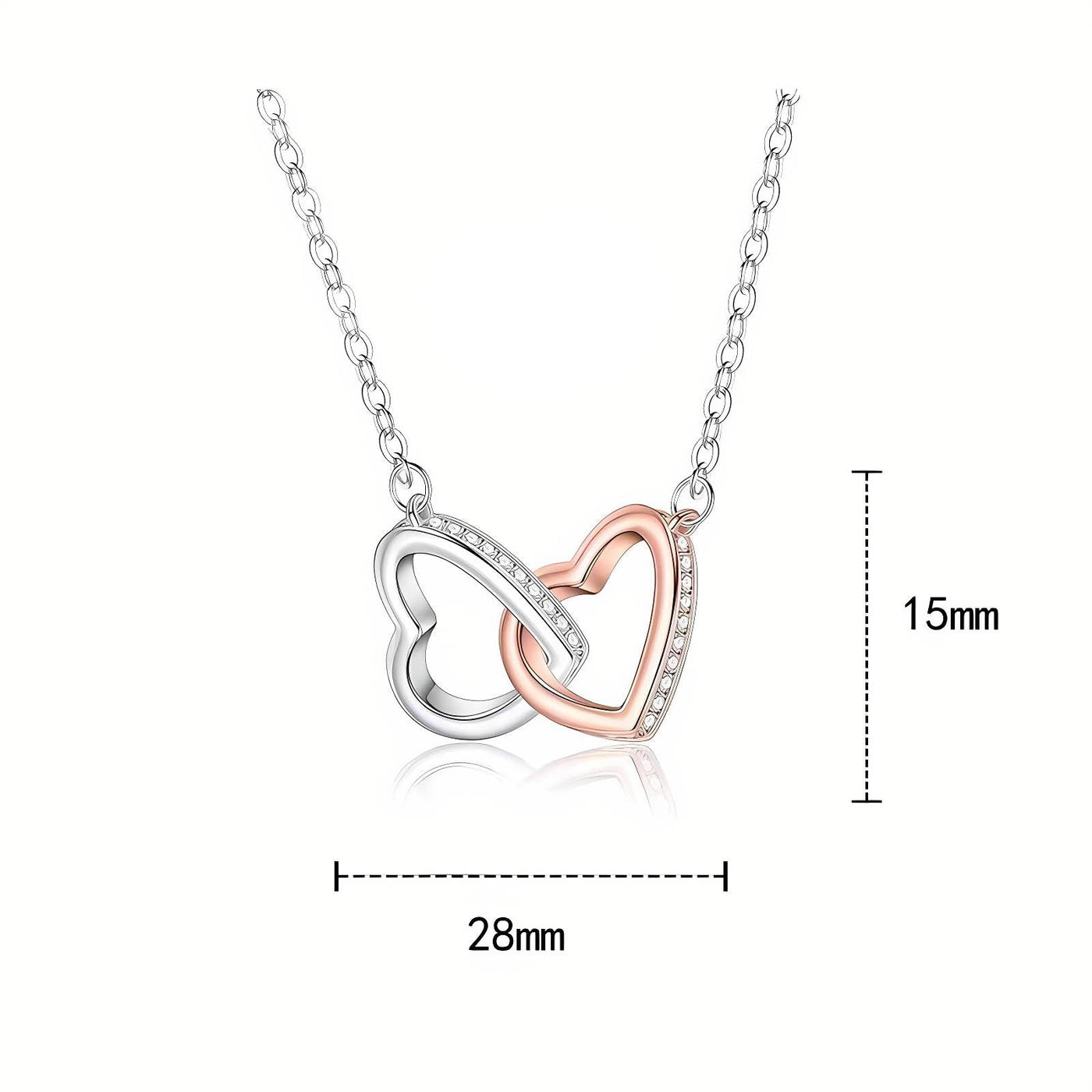 Heart - Shaped Pendant Sweater Chain - Copper Plated White Gold with Sparkling Accents Aruary Studio ｜ Artisanal Jewelry