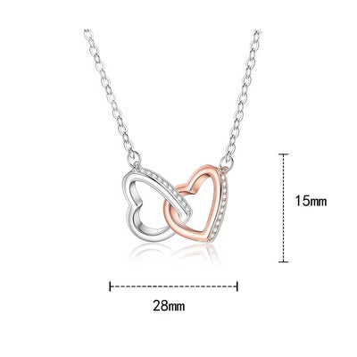 Heart - Shaped Pendant Sweater Chain - Copper Plated White Gold with Sparkling Accents Aruary Studio ｜ Artisanal Jewelry