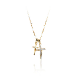 Double Cross Zircon Necklace | S925 Sterling Silver - Symbol of Faith & Modern Elegance Aruary Studio ｜ Artisanal Jewelry