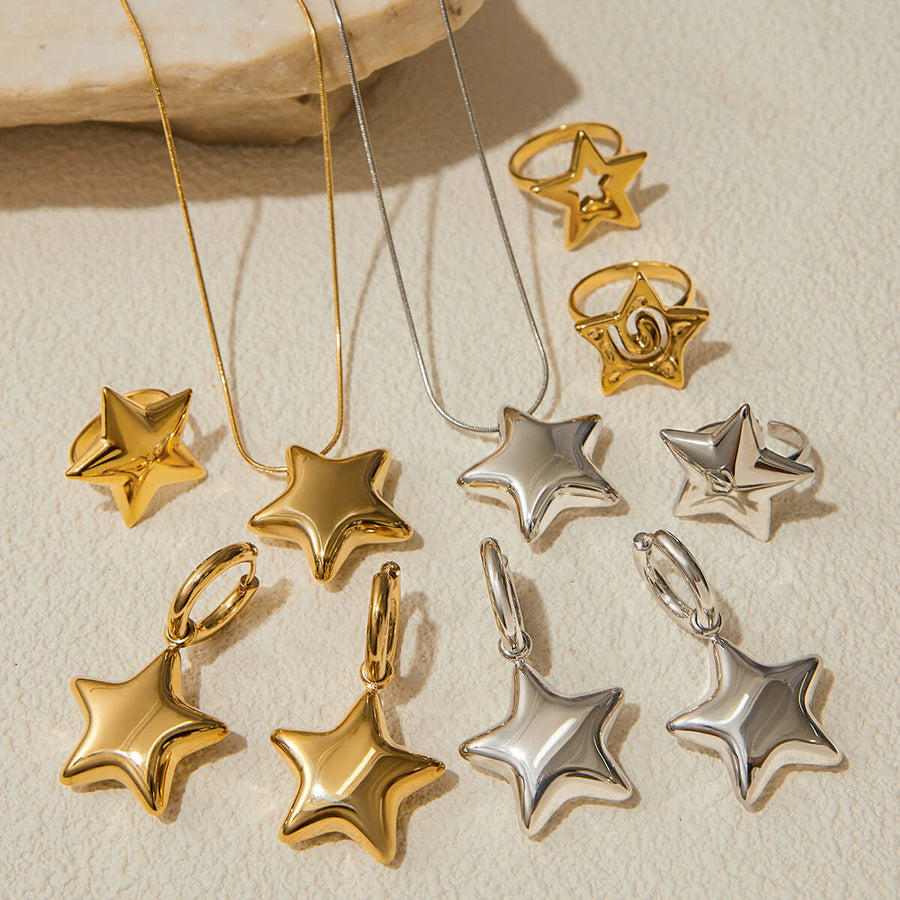 Aruary Studio ｜ Artisanal Jewelry Celestial Star Jewelry Set | Stainless Steel & Titanium Steel | Tarnish-Resistant Hypoallergenic Collection