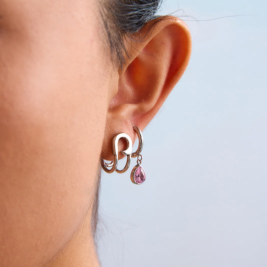 Curved Paperclip-Shaped Stud Earrings