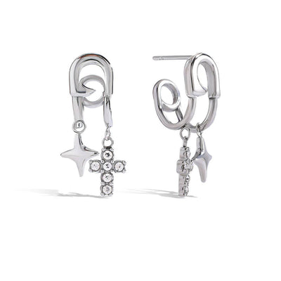 Hypoallergenic Titanium Steel Cross Stud Earrings | Luxe 5A CZ Accents | Tarnish-Proof, Lightweight Yuqing Realm ｜ Accessories Boutique