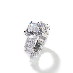 Heart-Shaped Full Diamond Ring - Copper Gold-Plated with 5A High-Carbon Diamonds (3 Colors Available) Aruary Studio ｜ Artisanal Jewelry