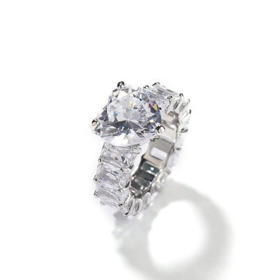 Heart-Shaped Full Diamond Ring - Copper Gold-Plated with 5A High-Carbon Diamonds (3 Colors Available) Aruary Studio ｜ Artisanal Jewelry