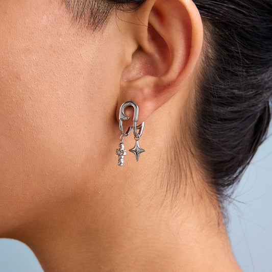 Curved Paperclip-Shaped Diamond Earrings