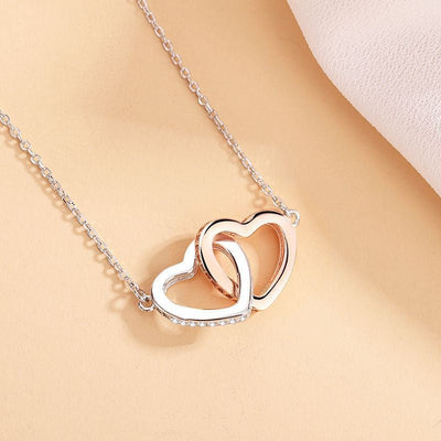 Heart - Shaped Pendant Sweater Chain - Copper Plated White Gold with Sparkling Accents Aruary Studio ｜ Artisanal Jewelry