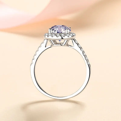Platinum-Plated Sterling Silver Ring with Oval Moissanite - A Sparkling Epitome of Elegance Aruary Studio ｜ Artisanal Jewelry