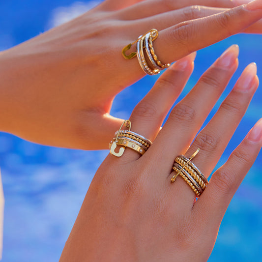 Paperclip-Shaped Two-Tone Stackable Rings