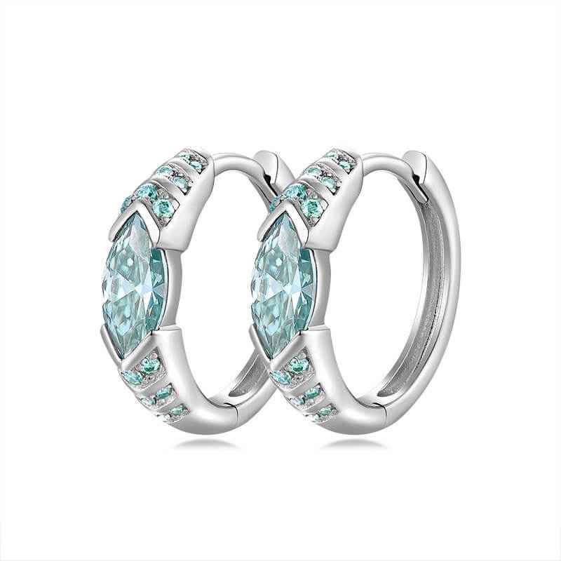 The Sovereign Ocean Blue Marquise Moissanite Huggie Earrings