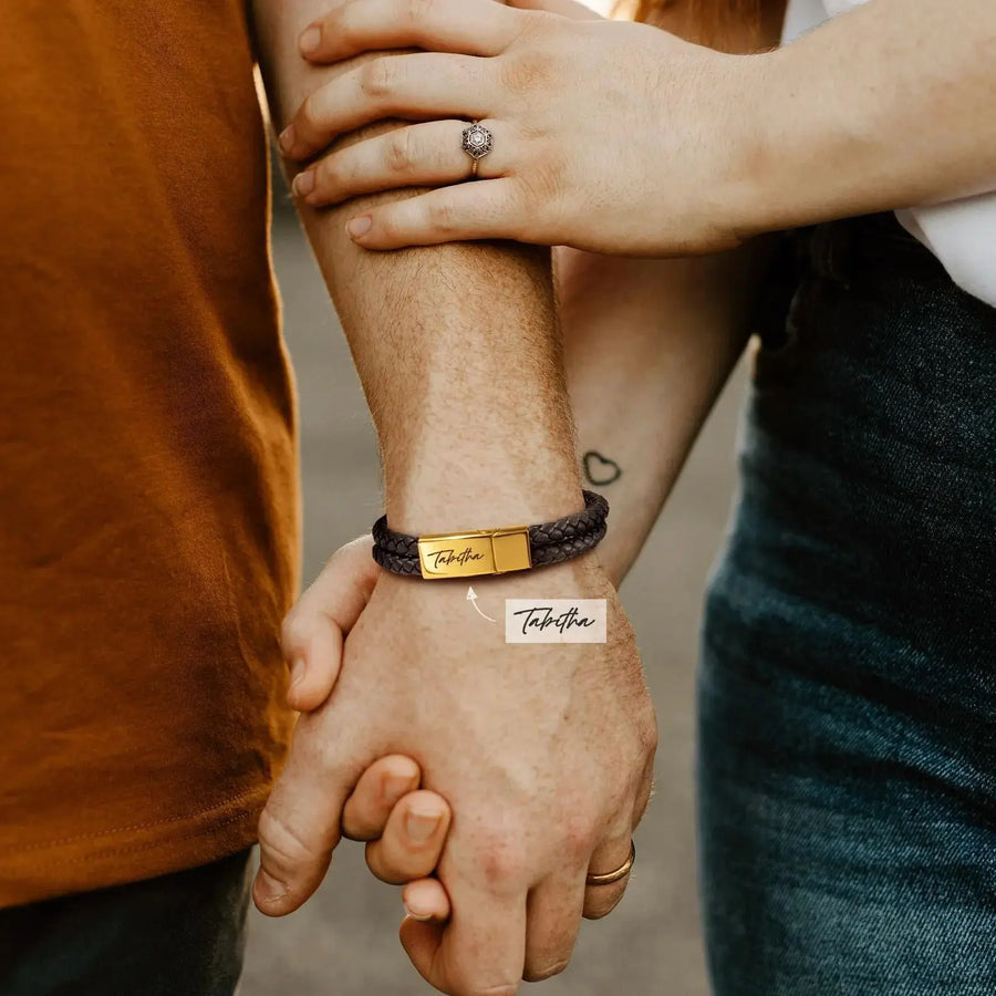 My Store Personalized Leather Bracelet for Dad - Engraved Gift for Father's Day, Birthday & Anniversary