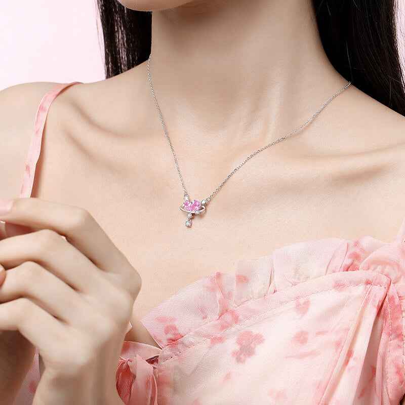 Pink Cosmos Broken Heart Necklace - Unique and Meaningful Jewelry for a Special Connection