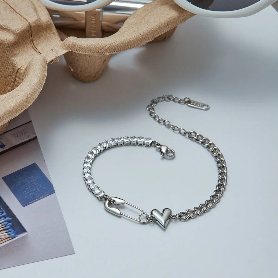 Yuqing Realm ｜ Accessories Boutique Pop Tab Titanium Chain Bracelet - 18K Gold Plated Recycled Chic, Adjustable 18+5cm Unisex Office-to-Street Jewelry