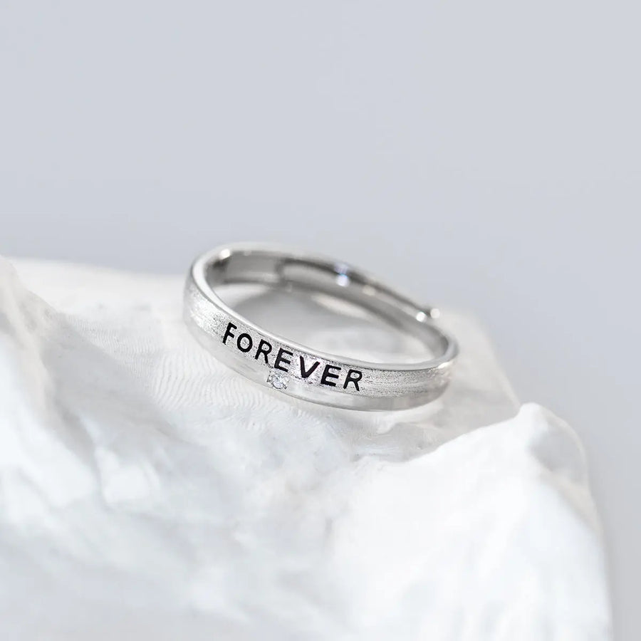 Aruary Studio ｜ Artisanal Jewelry Forever Engraved Eternity Ring | 925 Sterling Silver Promise Ring | Timeless Love Band for Women & Men