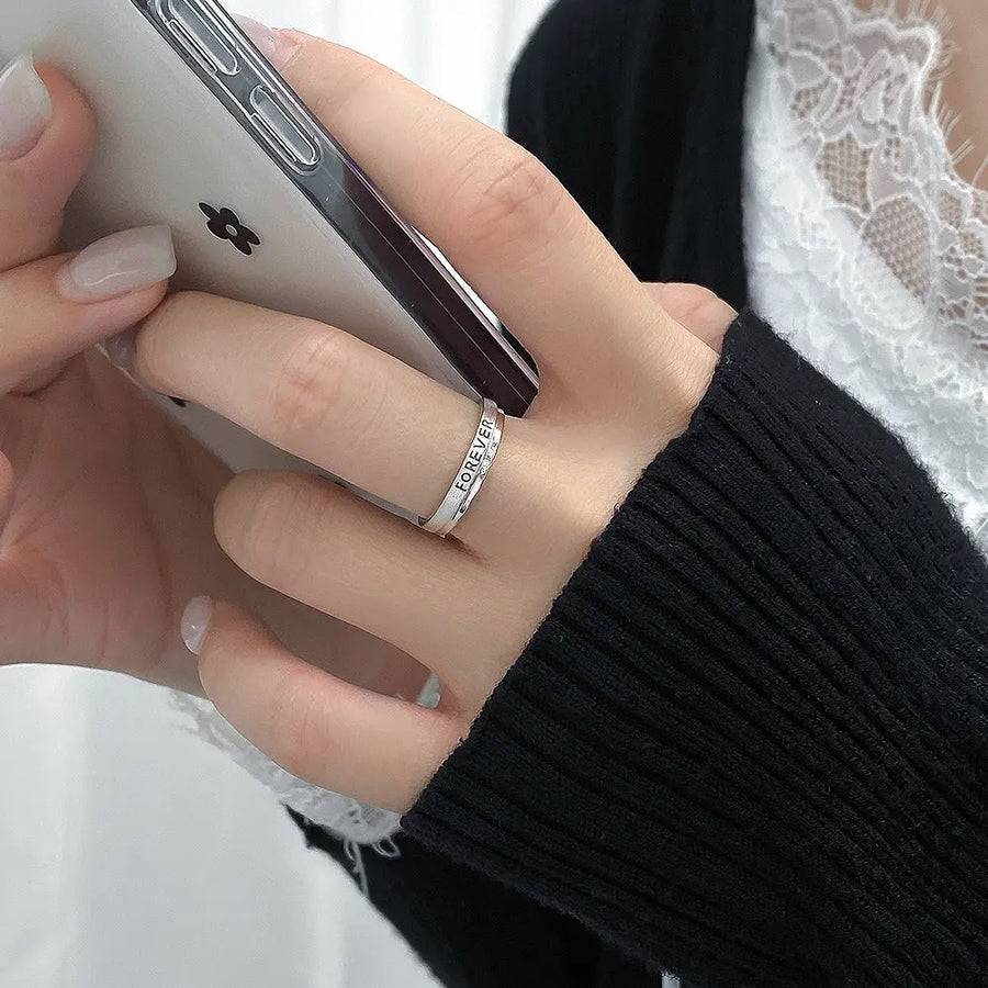 Aruary Studio ｜ Artisanal Jewelry Forever Engraved Eternity Ring | 925 Sterling Silver Promise Ring | Timeless Love Band for Women & Men