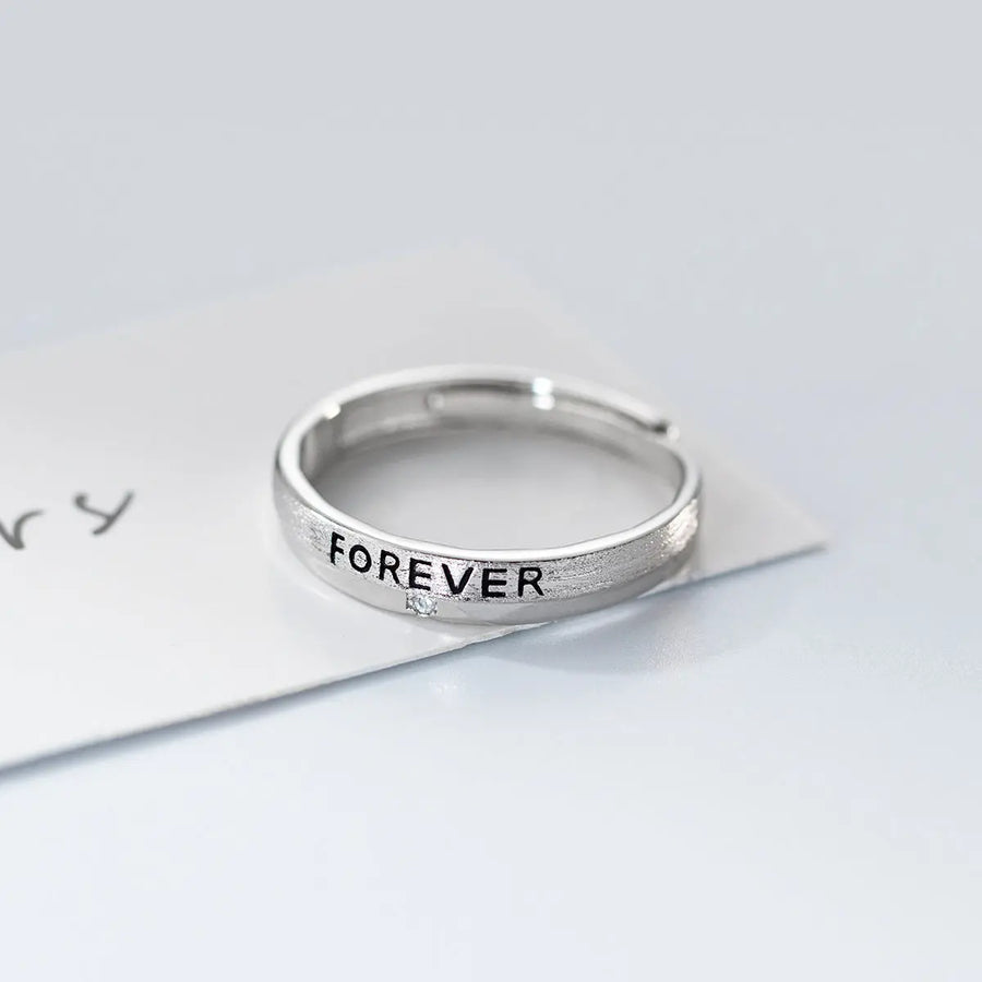 Aruary Studio ｜ Artisanal Jewelry Forever Engraved Eternity Ring | 925 Sterling Silver Promise Ring | Timeless Love Band for Women & Men