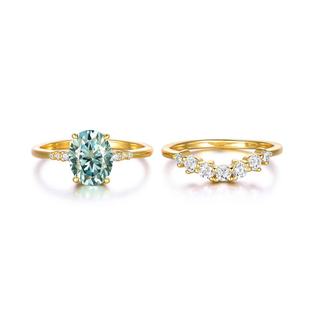 "Radiant Duo" 2ct Moissanite Bridal Set - Aruary Studio ｜ Artisanal Jewelry