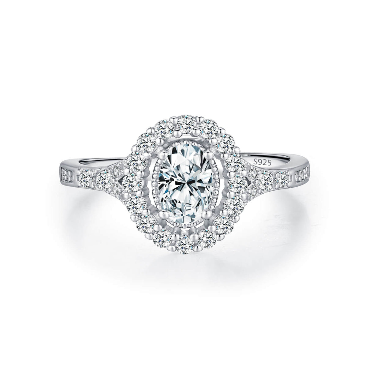 "Royal Aura" 1.2ct Moissanite Oval Halo Ring - Aruary Studio ｜ Artisanal Jewelry
