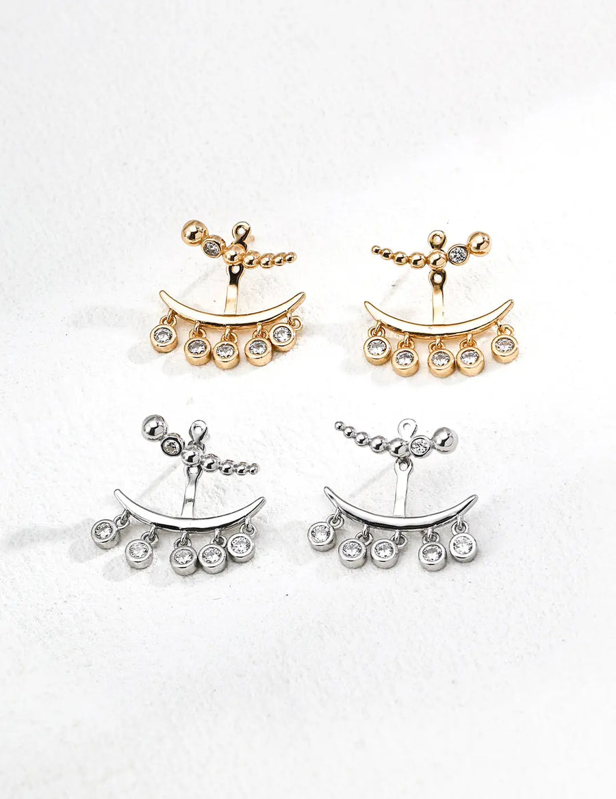 Aruary Studio ｜ Artisanal Jewelry S925 Sterling Silver 18K Gold Plated Earrings | 5A Zircon Convertible Tassel | Chic & Versatile | Original Design