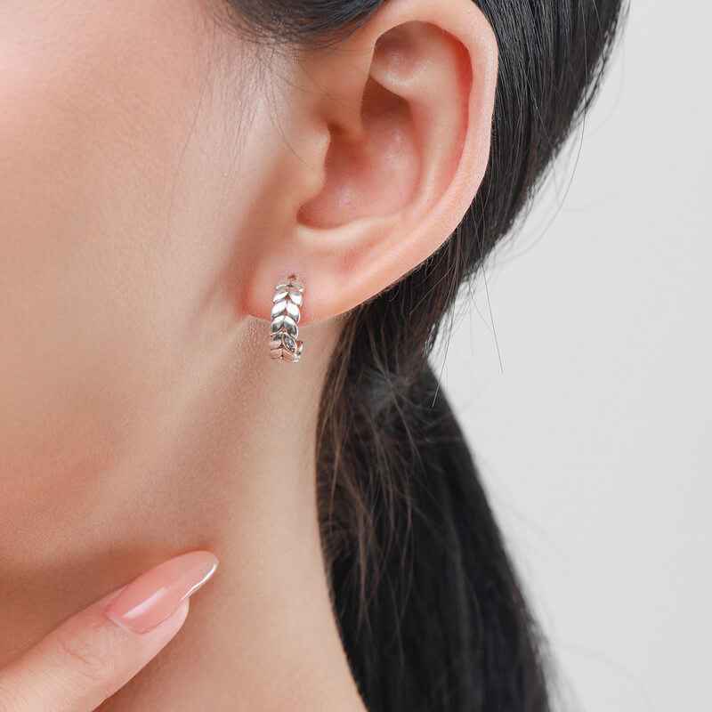 Serene Laurel Sculptural Leaf Hoops - Elegant Nature-Inspired Jewelry