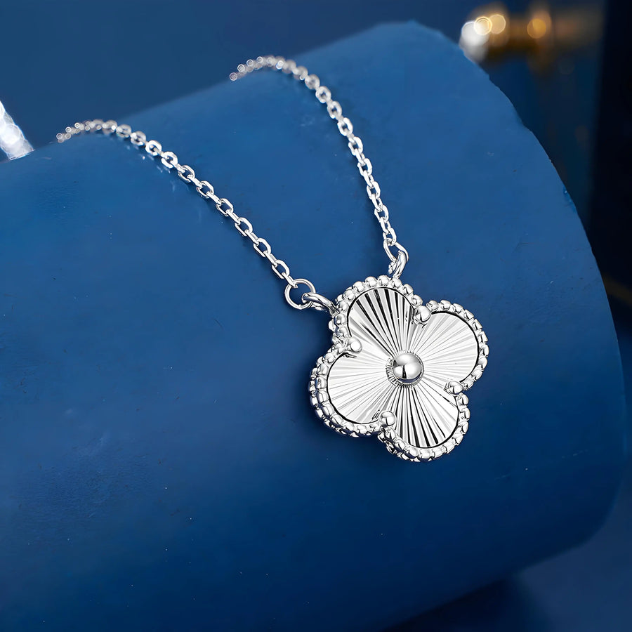 My Store Shimmering Laser Clover Necklace | 925 Sterling Silver Christmas Gift for Women | Adjustable 16-20" Chain
