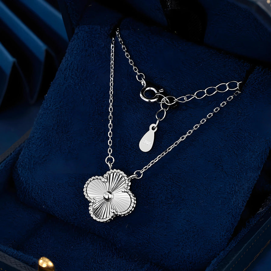 My Store Shimmering Laser Clover Necklace | 925 Sterling Silver Christmas Gift for Women | Adjustable 16-20" Chain