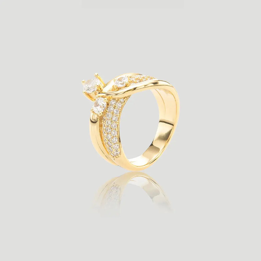 Yuqing Realm ｜ Unleash the charming goddess within you Solid Sterling Silver Ring 18K Gold Plated | AAA CZ Diamond Alternative | Tarnish-Proof & Hypoallergenic