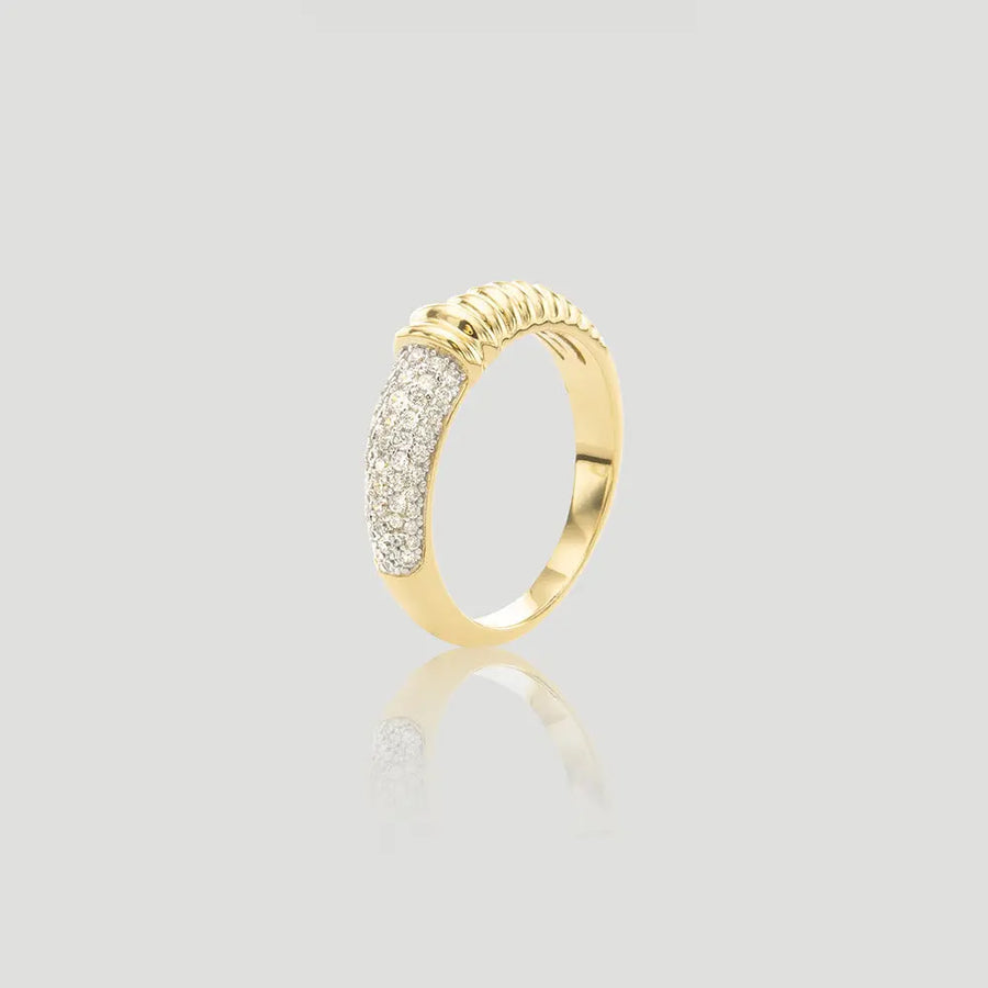 Yuqing Realm ｜ Unleash the charming goddess within you Solid Sterling Silver Ring with 18K Gold Plating & AAA CZ | Tarnish-Resistant Luxury Stacking Ring