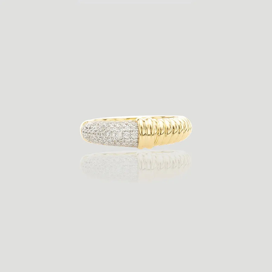 Yuqing Realm ｜ Unleash the charming goddess within you Solid Sterling Silver Ring with 18K Gold Plating & AAA CZ | Tarnish-Resistant Luxury Stacking Ring