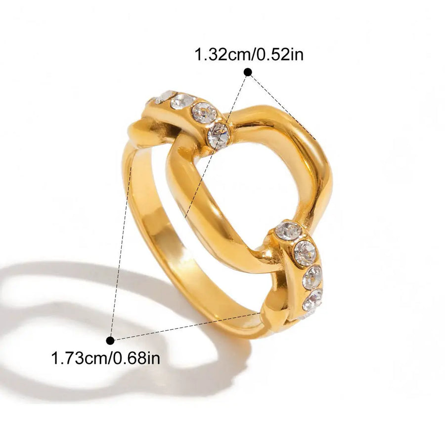 My Store Sparkling Crystal Ring for Women | 18K Gold Plated Titanium Steel | Never Fades, Hypoallergenic | Chic Everyday Jewelry