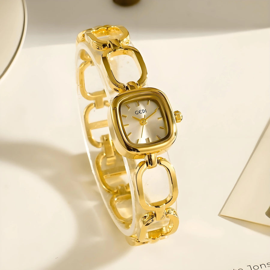 Aruary Studio ｜ Artisanal Jewelry Sporty Square Chain Watch for Women - Quartz Movement, Water-Resistant