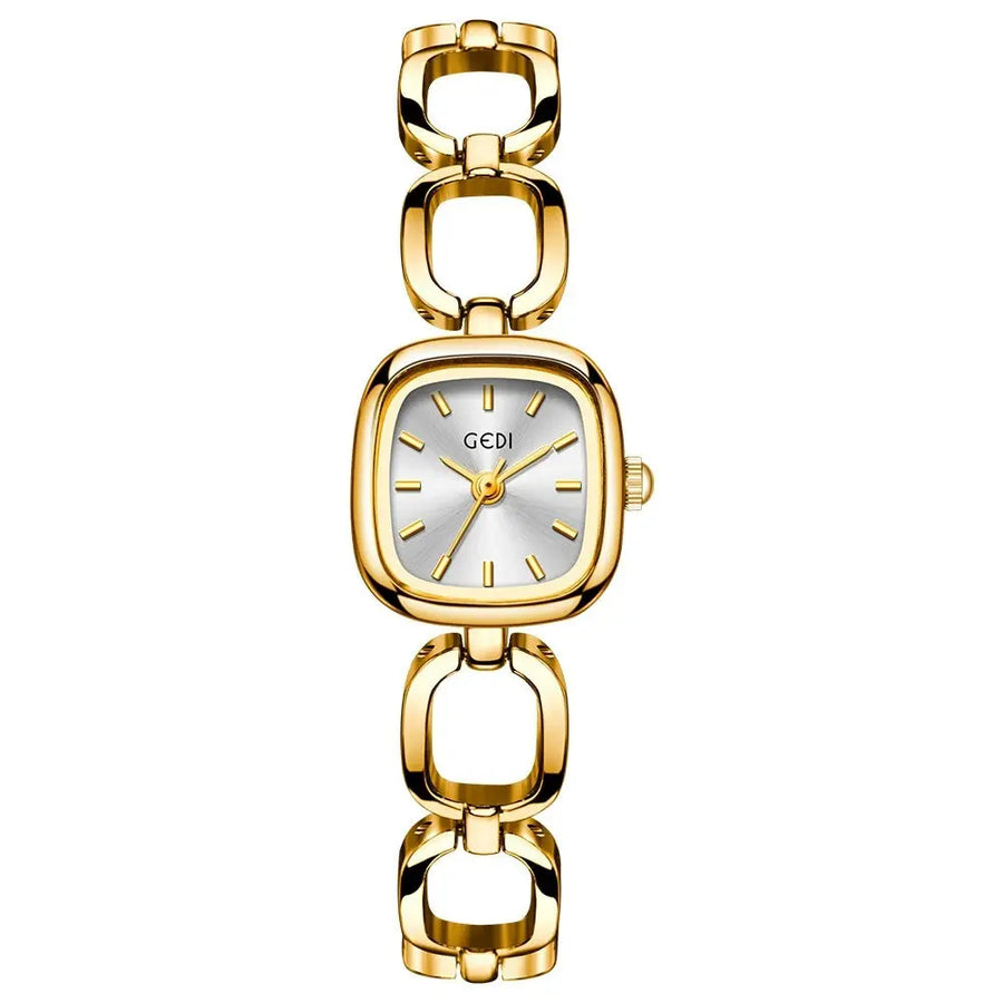 Aruary Studio ｜ Artisanal Jewelry Sporty Square Chain Watch for Women - Quartz Movement, Water-Resistant Silvery
