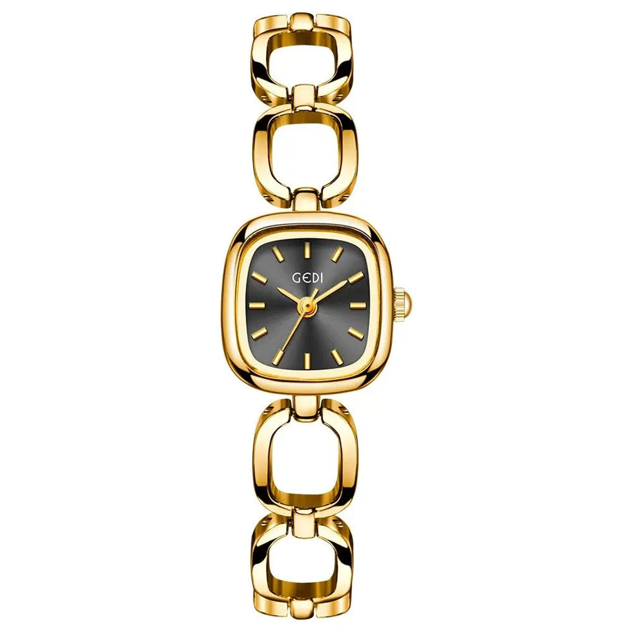 Aruary Studio ｜ Artisanal Jewelry Sporty Square Chain Watch for Women - Quartz Movement, Water-Resistant Black