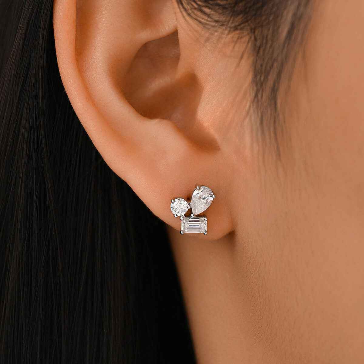 Stellar Cluster 3.6ct Multi-Shape Moissanite Stud Earrings