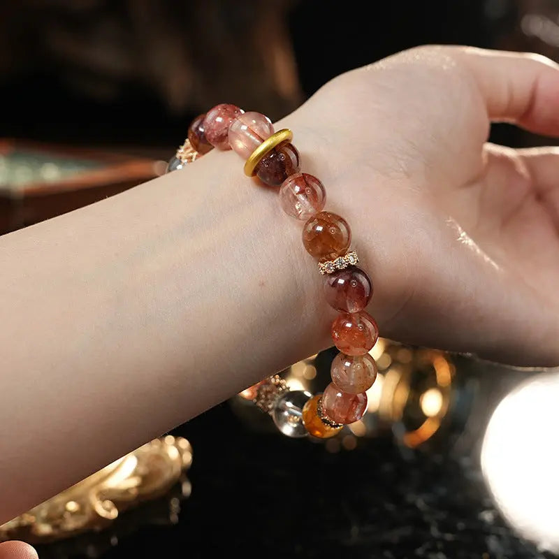 My Store Summer Dopamine Gemstone Bracelet - Natural Multicolor Crystal Beads | Adjustable Healing Stones | Boho Stackable Jewelry