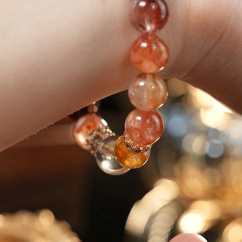 My Store Summer Dopamine Gemstone Bracelet - Natural Multicolor Crystal Beads | Adjustable Healing Stones | Boho Stackable Jewelry